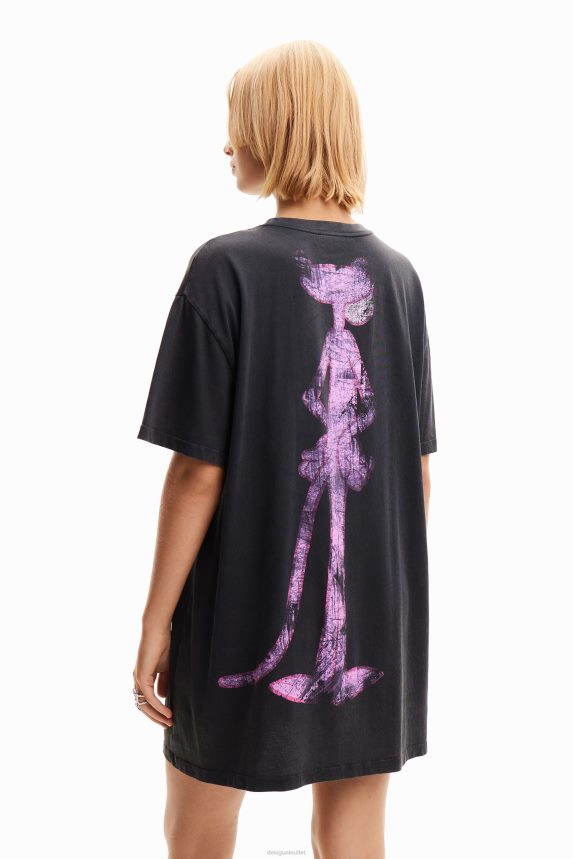 Women DesigualOversize Pink Panther T-shirt dress Clothing 68X240127