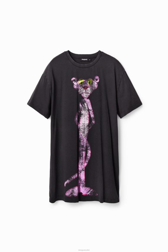 Women DesigualOversize Pink Panther T-shirt dress Clothing 68X240127