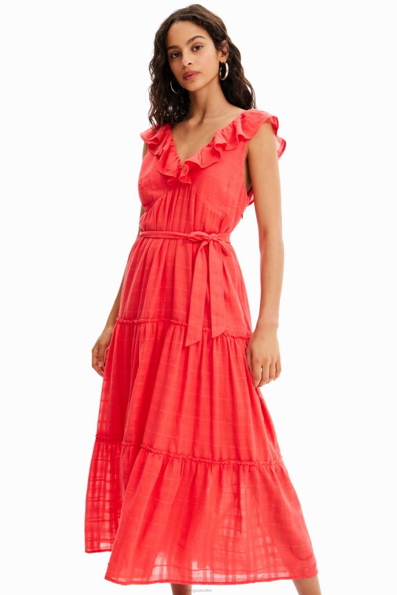 Women DesigualRuffle midi dress Clothing 68X240475