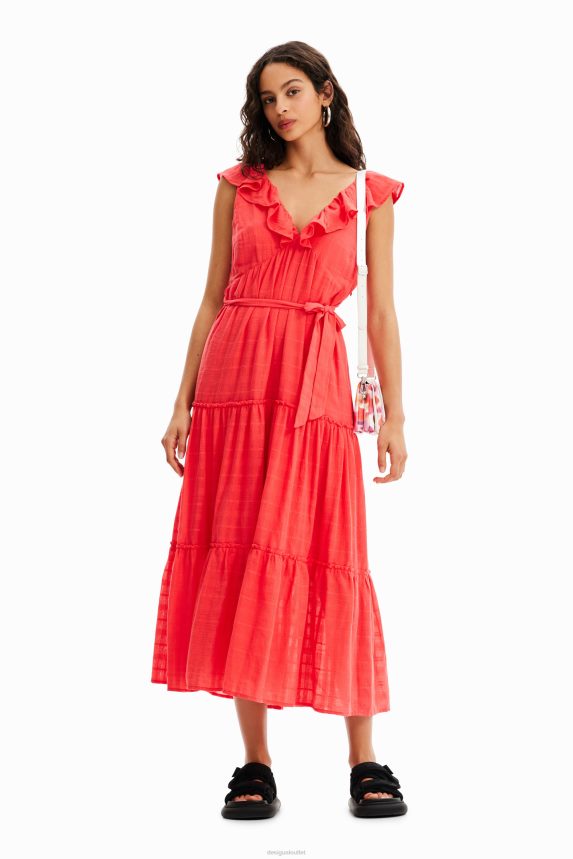 Women DesigualRuffle midi dress Clothing 68X240475