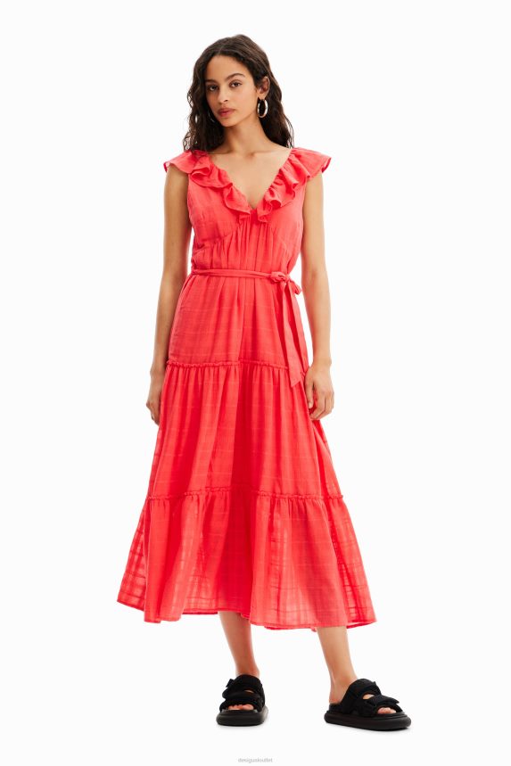 Women DesigualRuffle midi dress Clothing 68X240475