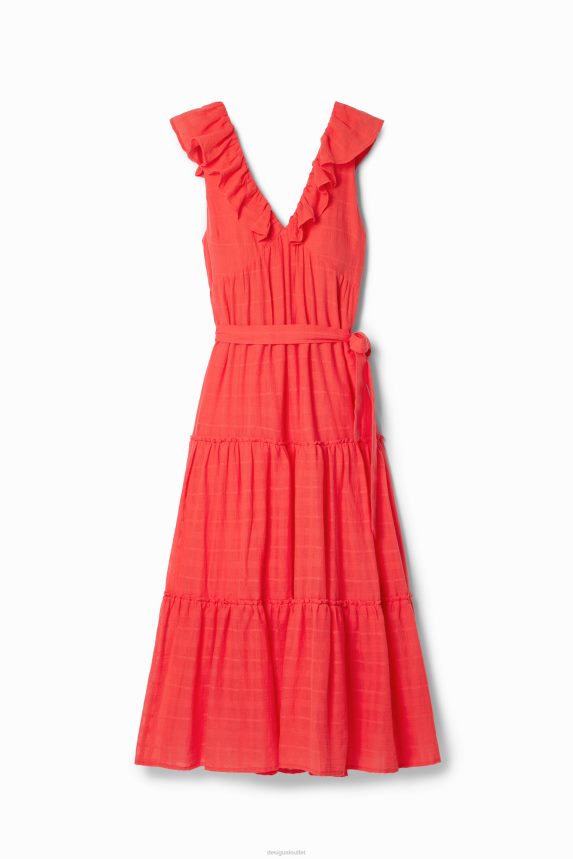 Women DesigualRuffle midi dress Clothing 68X240475