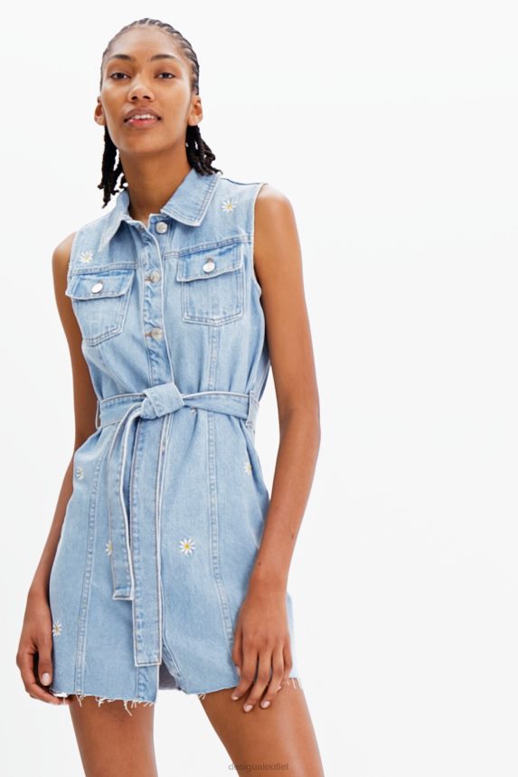 Women DesigualShort denim daisy dress Clothing 68X240931