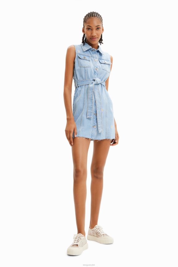 Women DesigualShort denim daisy dress Clothing 68X240931