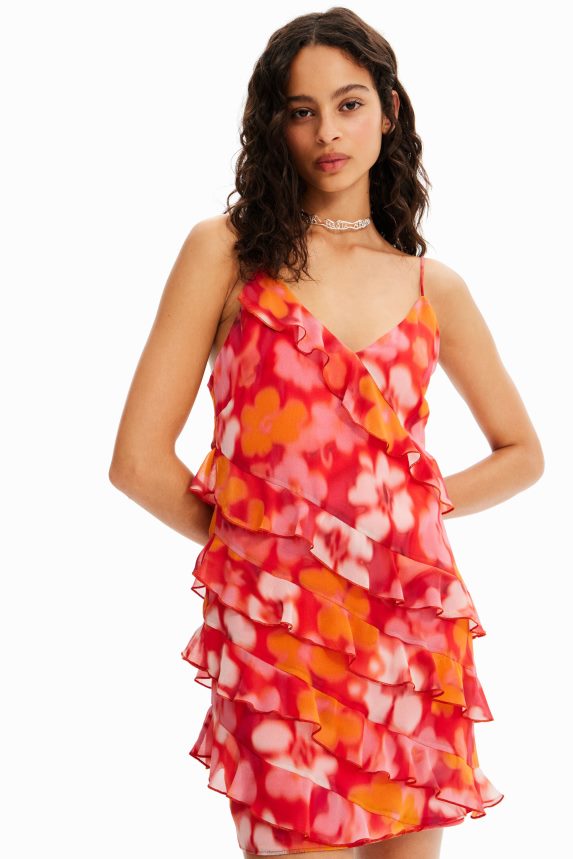 Women DesigualShort floral ruffle dress Clothing 68X240472
