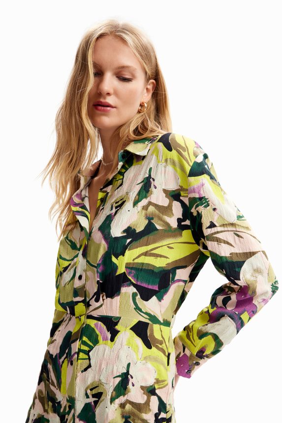 Women DesigualShort floral shirt dress Clothing 68X240158