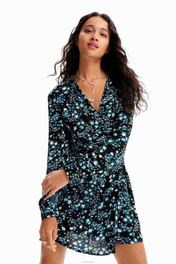 Women DesigualShort floral wrap dress Clothing 68X240234