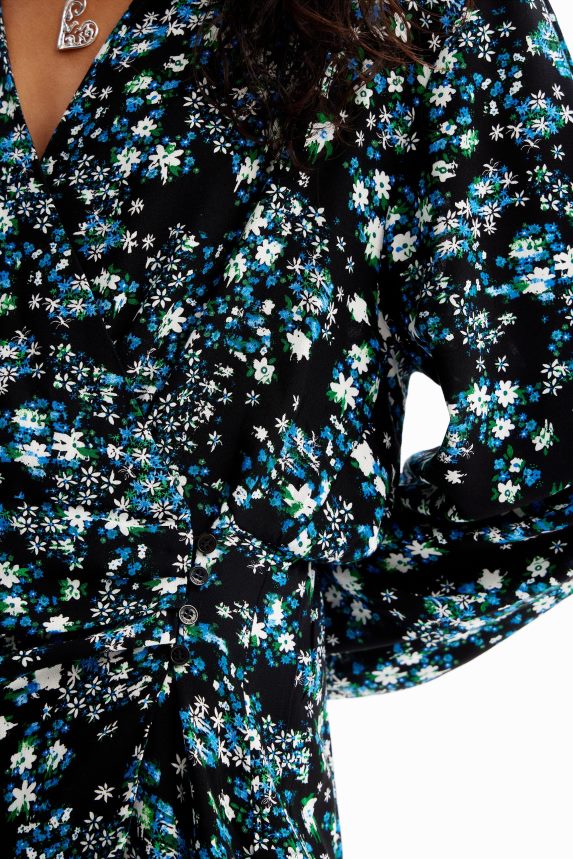 Women DesigualShort floral wrap dress Clothing 68X240234