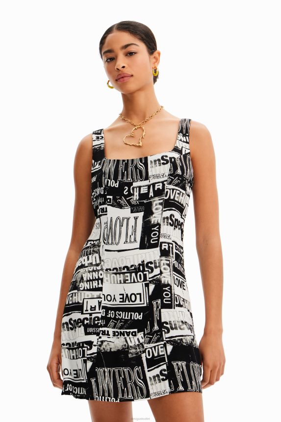 Women DesigualShort newspaper dress Clothing 68X240297
