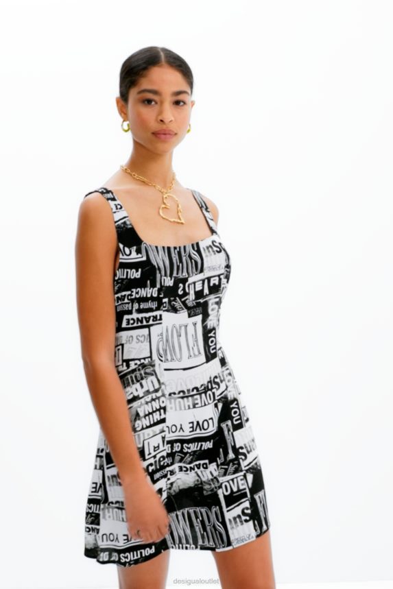 Women DesigualShort newspaper dress Clothing 68X240297