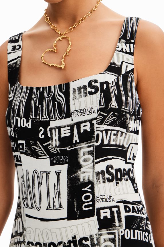 Women DesigualShort newspaper dress Clothing 68X240297