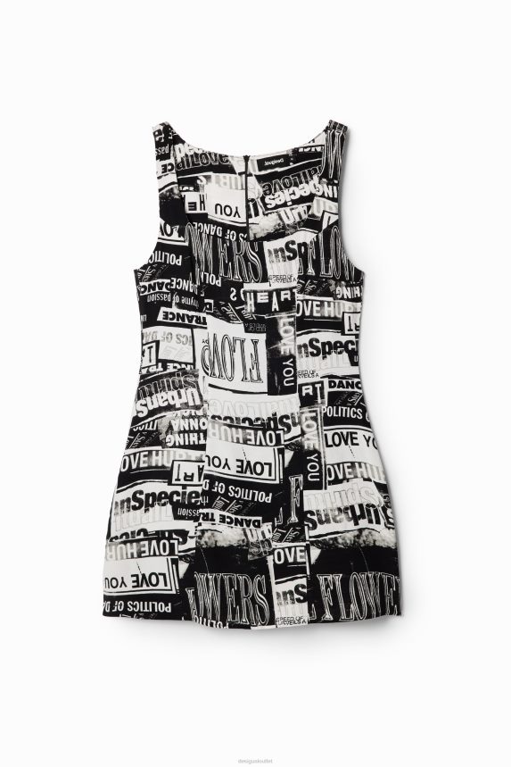 Women DesigualShort newspaper dress Clothing 68X240297