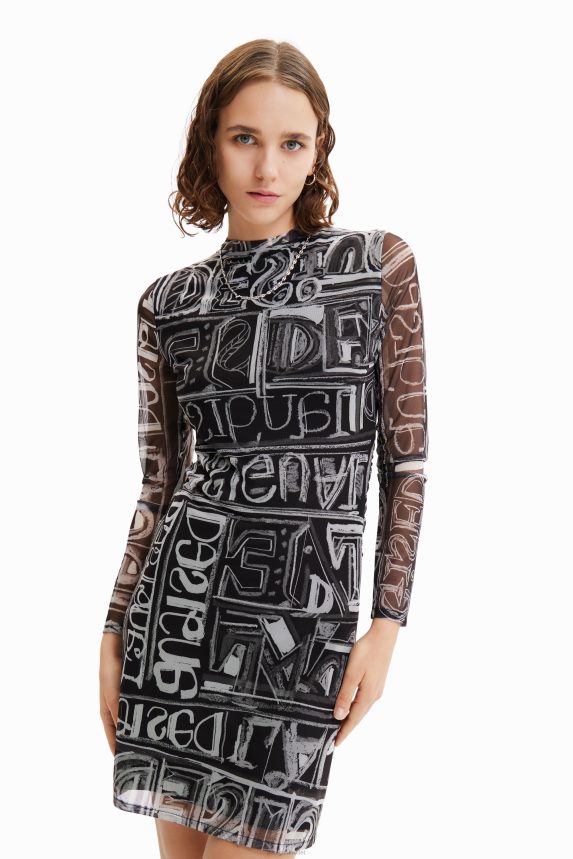 Women DesigualShort slim tulle dress Clothing 68X240585