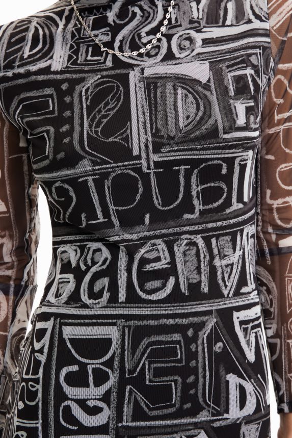 Women DesigualShort slim tulle dress Clothing 68X240585