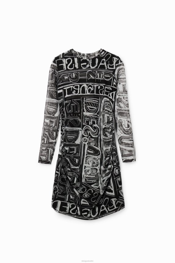 Women DesigualShort slim tulle dress Clothing 68X240585