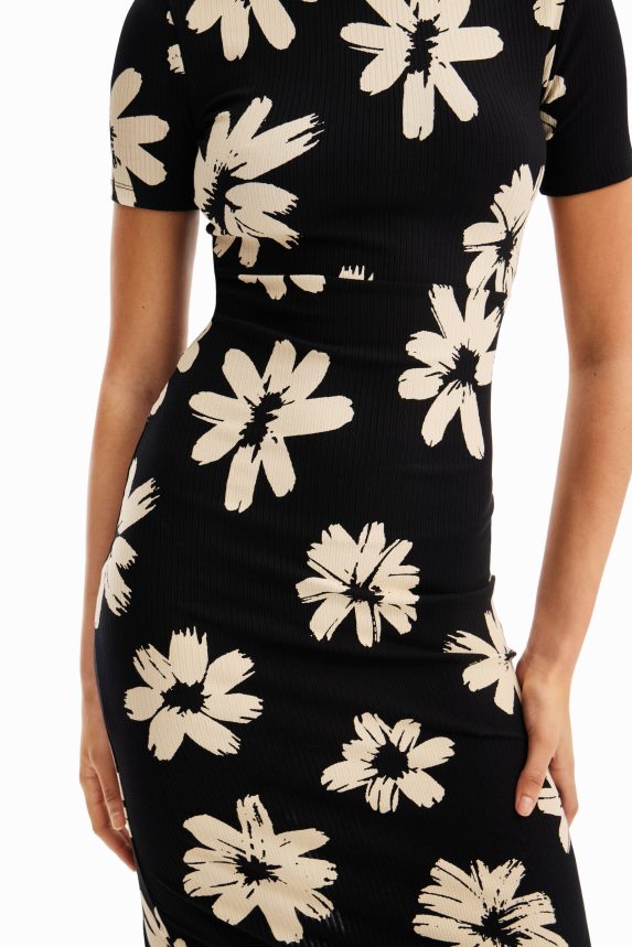 Women DesigualSlim arty floral midi dress Clothing 68X240184