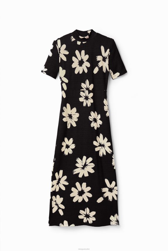 Women DesigualSlim arty floral midi dress Clothing 68X240184