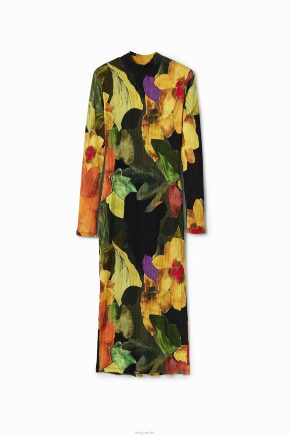 Women DesigualSlim floral midi dress Clothing 68X2401138