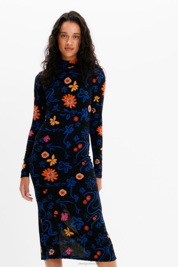 Women DesigualSlim floral midi dress Clothing 68X240850