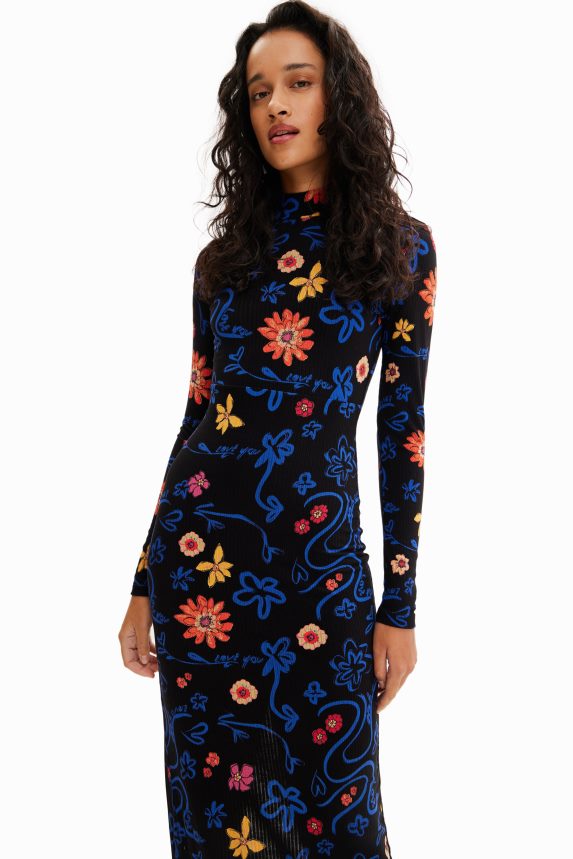 Women DesigualSlim floral midi dress Clothing 68X240850
