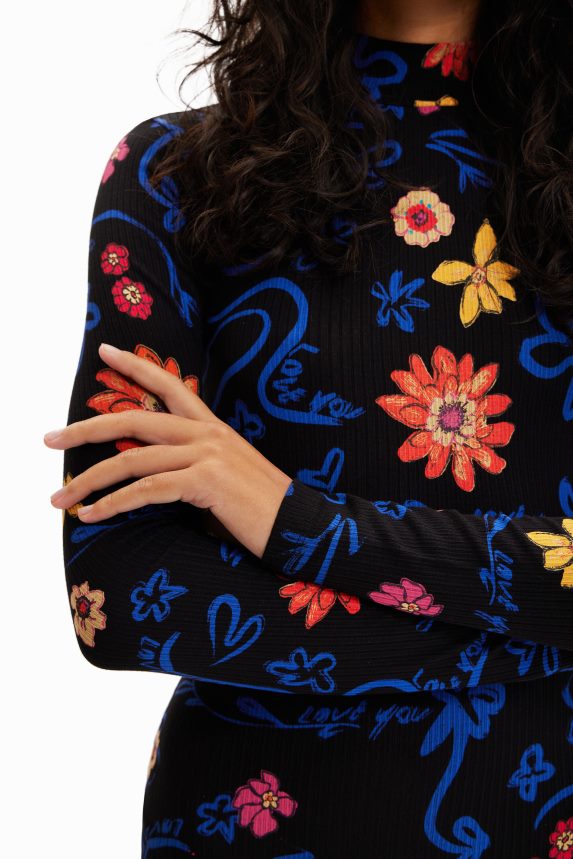 Women DesigualSlim floral midi dress Clothing 68X240850