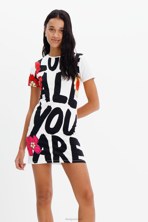 Women DesigualSlim message T-shirt dress Clothing 68X240325