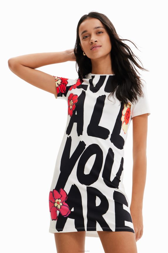 Women DesigualSlim message T-shirt dress Clothing 68X240325
