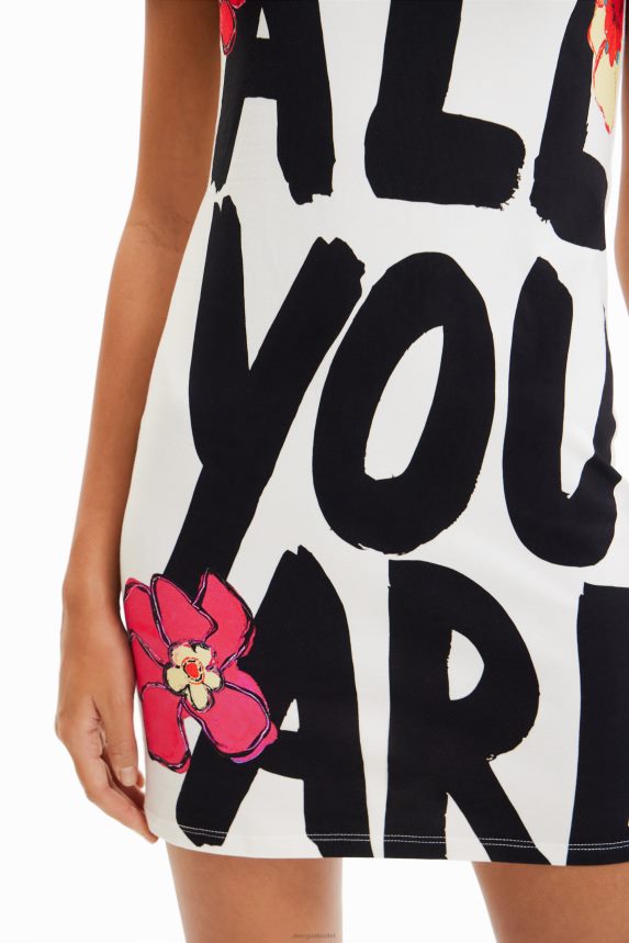 Women DesigualSlim message T-shirt dress Clothing 68X240325