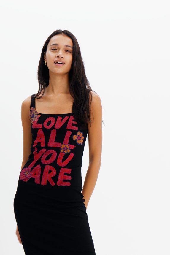 Women DesigualSlim message strappy dress Clothing 68X240299