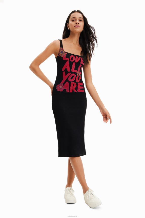 Women DesigualSlim message strappy dress Clothing 68X240299