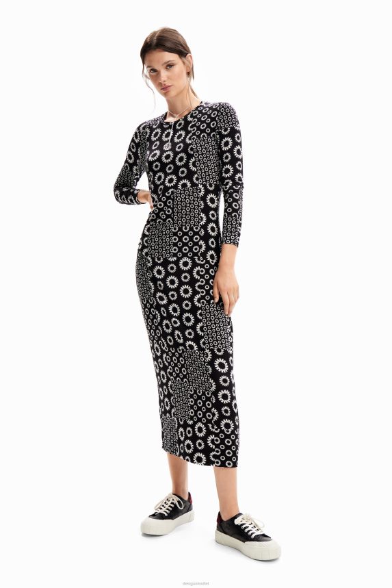 Women DesigualSlim patchwork midi dress Clothing 68X240206
