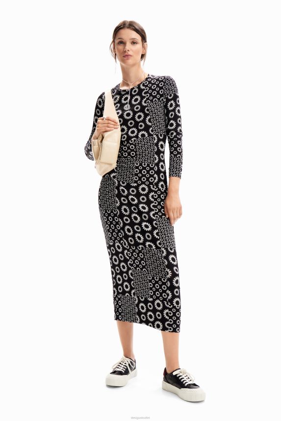 Women DesigualSlim patchwork midi dress Clothing 68X240206