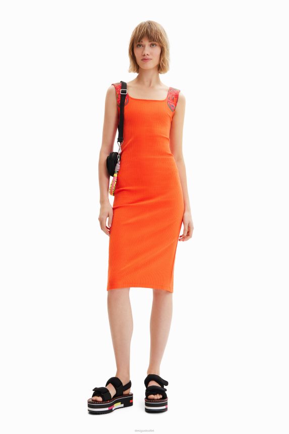 Women DesigualSlim ribbed strappy dress Clothing 68X240396