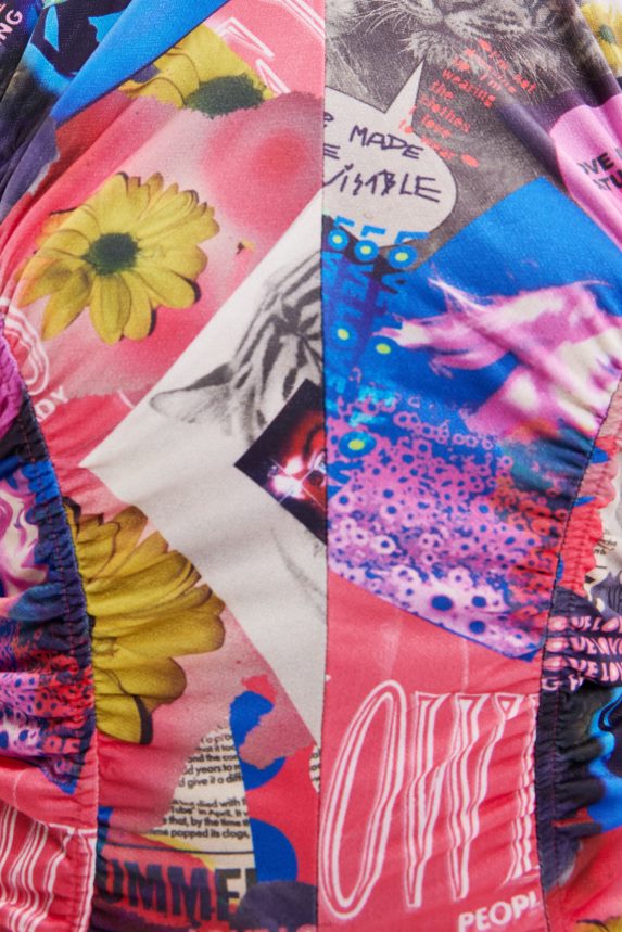 Women DesigualSlim ruched collage mini dress Clothing 68X240728