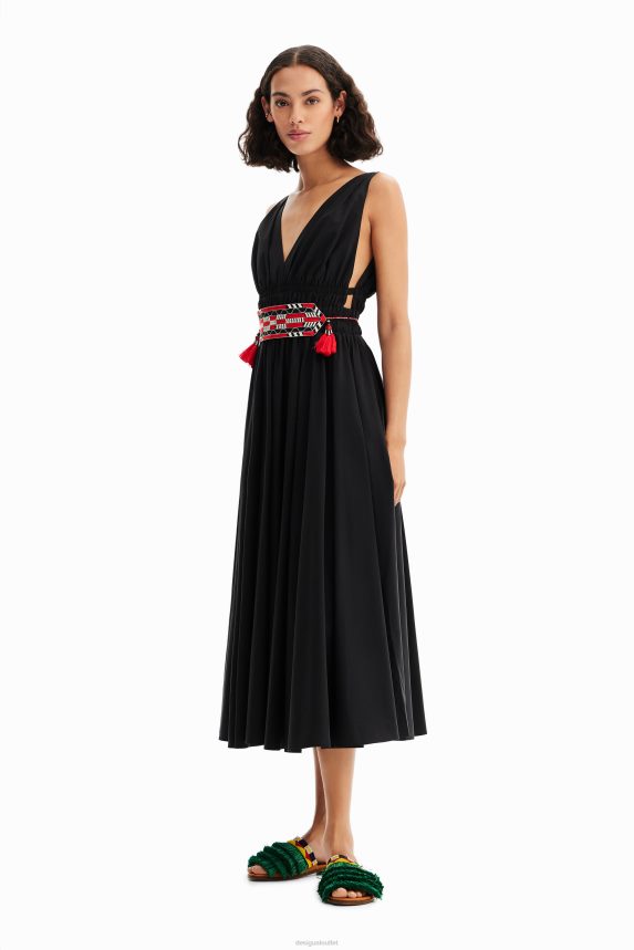 Women DesigualStella Jean belted midi dress Clothing 68X240126