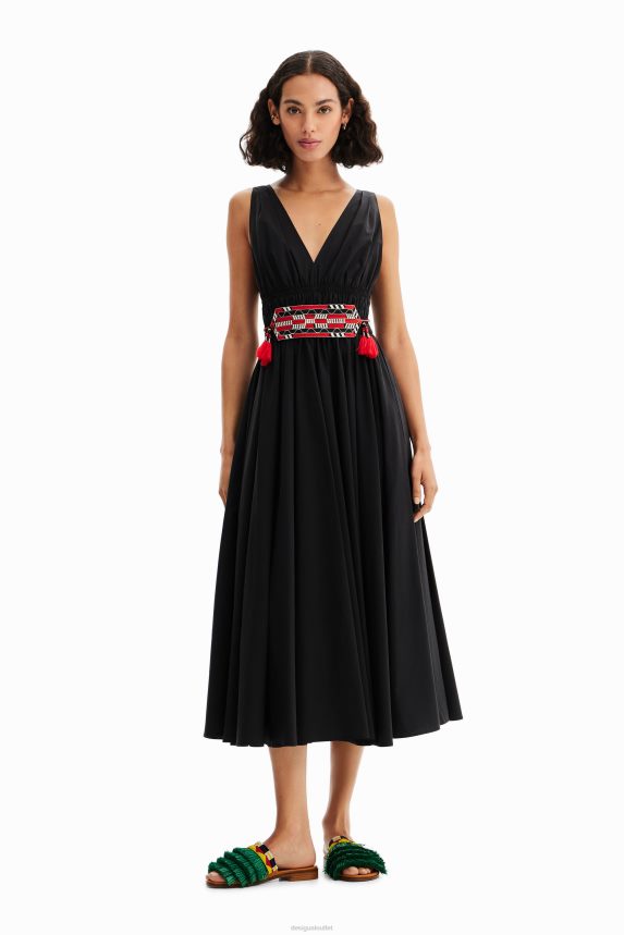 Women DesigualStella Jean belted midi dress Clothing 68X240126