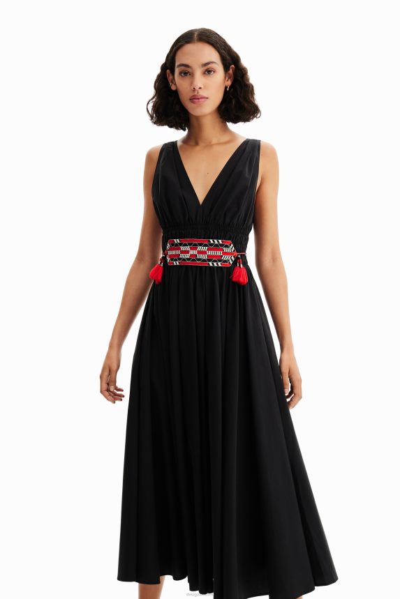 Women DesigualStella Jean belted midi dress Clothing 68X240126