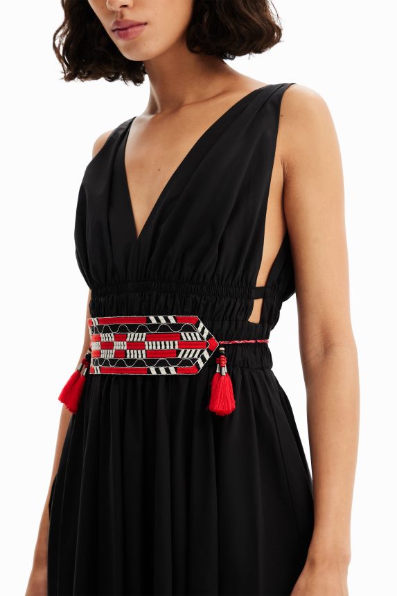 Women DesigualStella Jean belted midi dress Clothing 68X240126