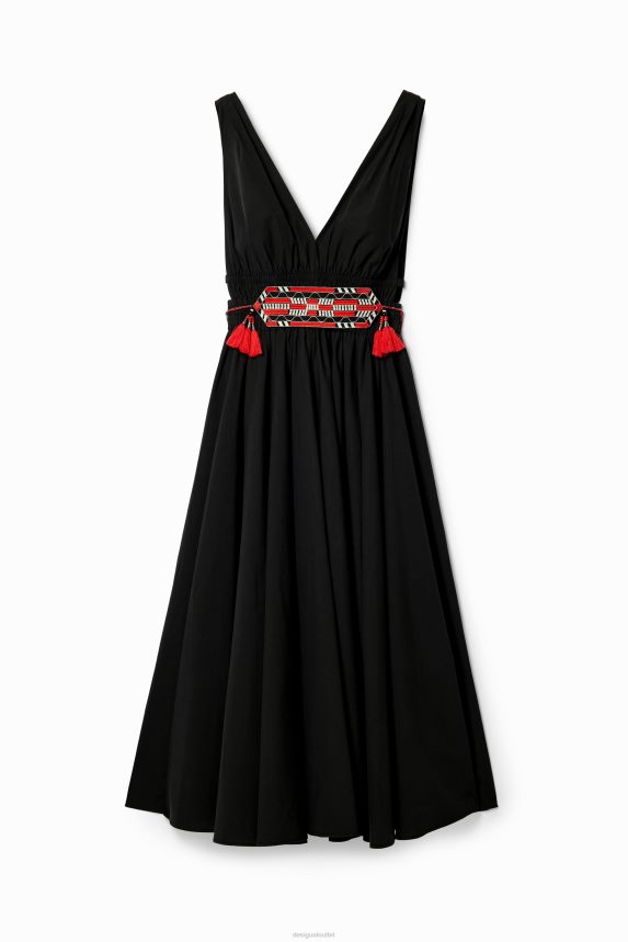 Women DesigualStella Jean belted midi dress Clothing 68X240126