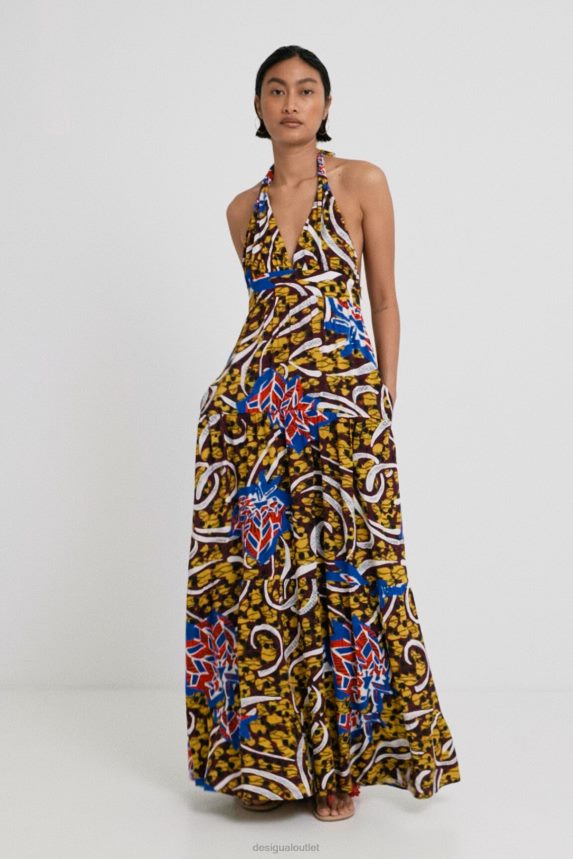 Women DesigualStella Jean long halter dress Clothing 68X240707