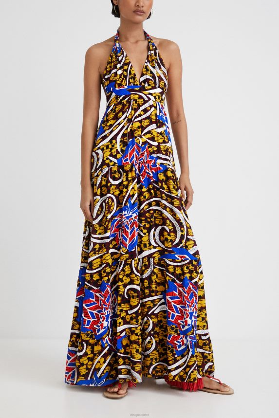 Women DesigualStella Jean long halter dress Clothing 68X240707