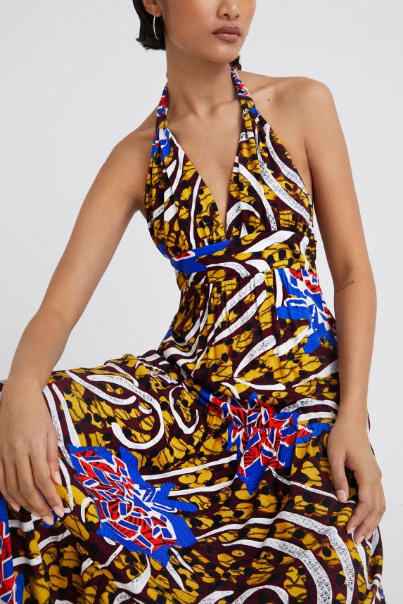 Women DesigualStella Jean long halter dress Clothing 68X240707