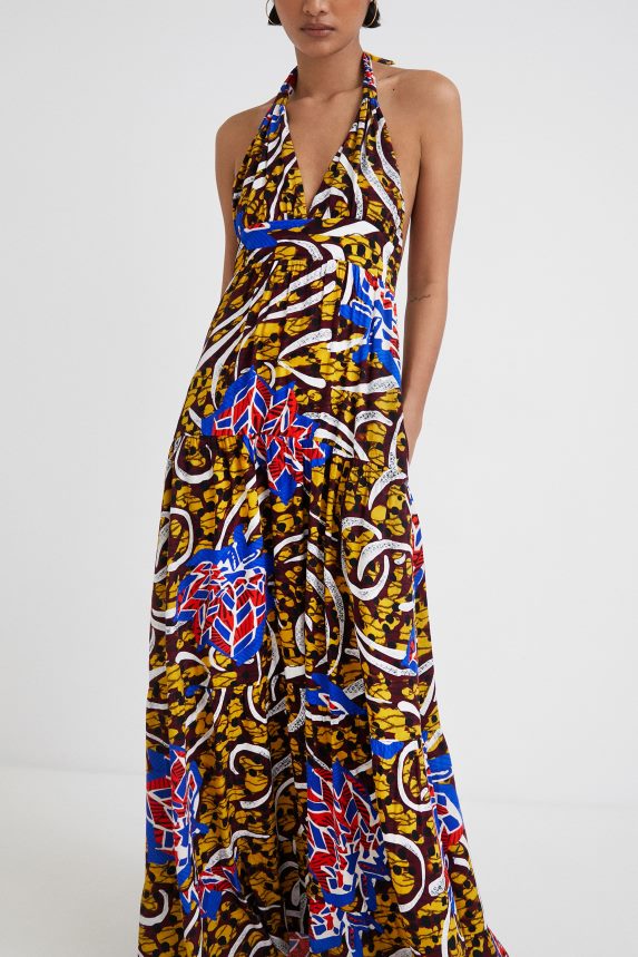 Women DesigualStella Jean long halter dress Clothing 68X240707