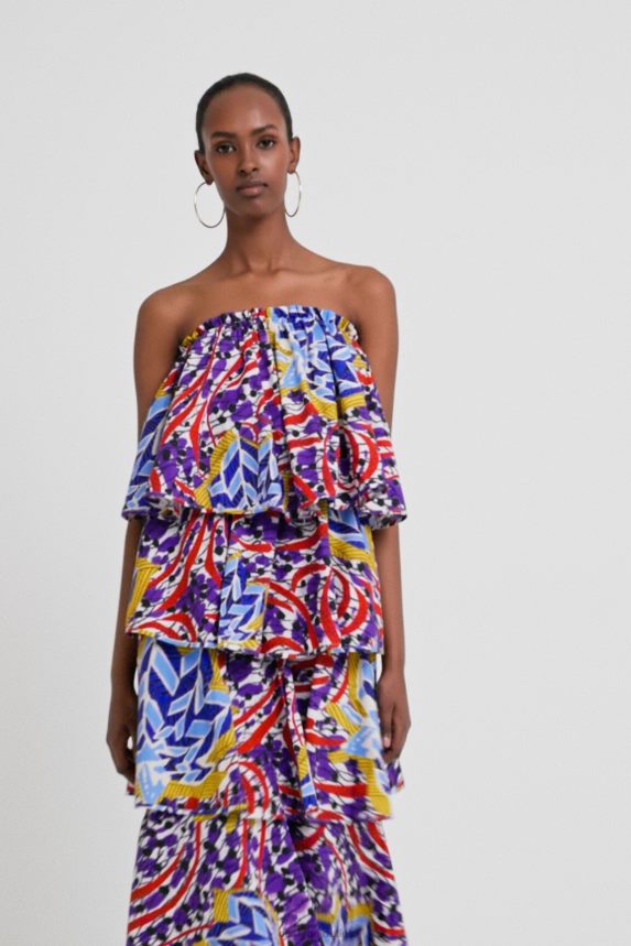 Women DesigualStella Jean long ruffled dress Clothing 68X240778