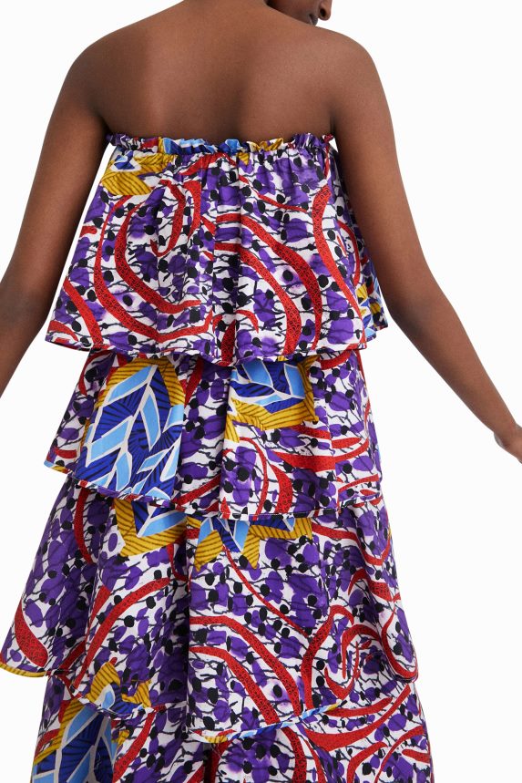 Women DesigualStella Jean long ruffled dress Clothing 68X240778