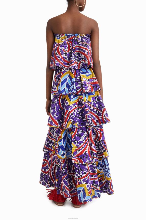 Women DesigualStella Jean long ruffled dress Clothing 68X240778