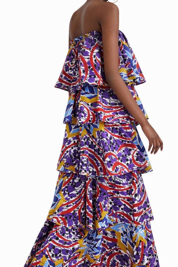 Women DesigualStella Jean long ruffled dress Clothing 68X240778