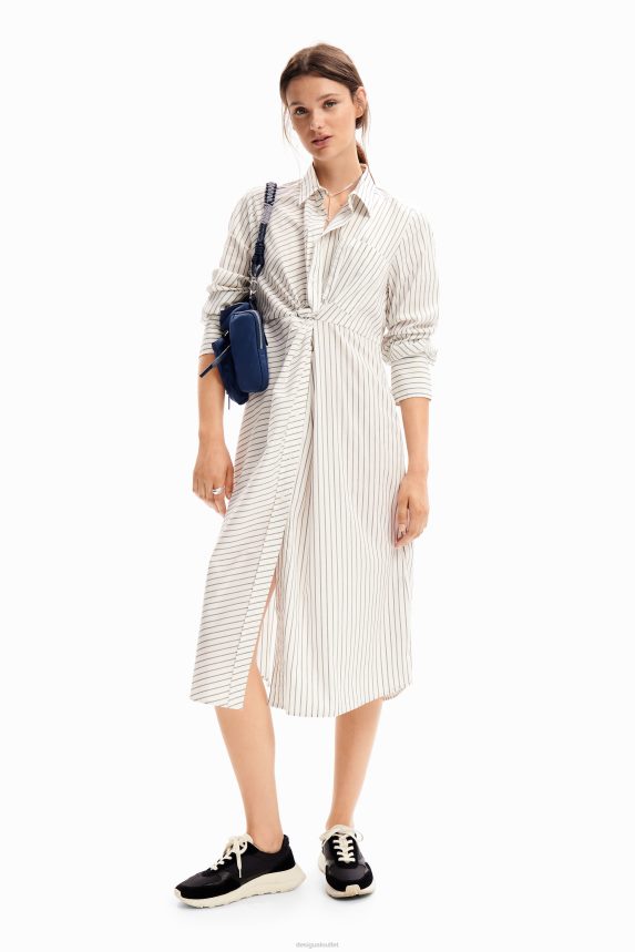 Women DesigualStriped midi shirt dress Clothing 68X240226