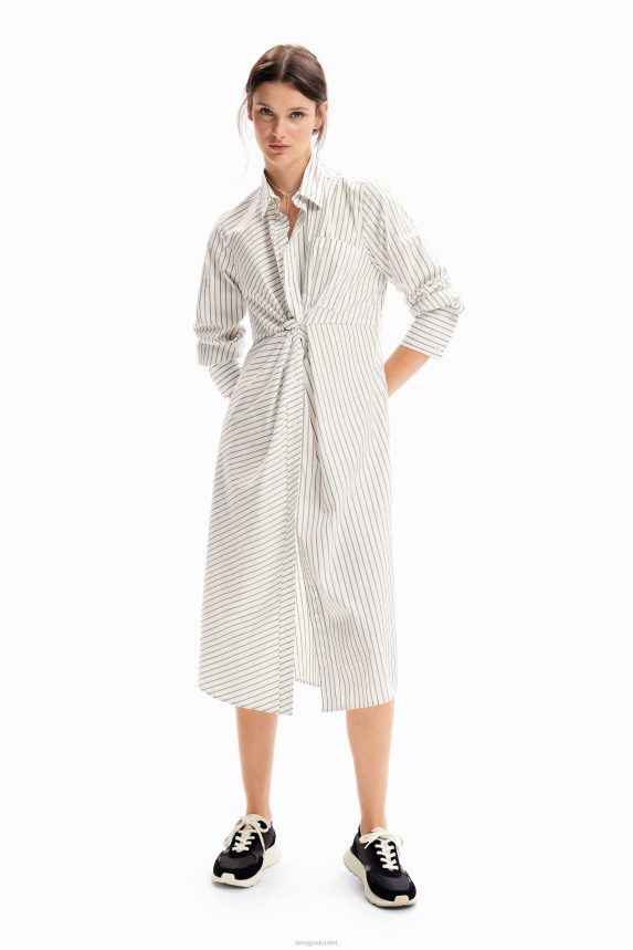 Women DesigualStriped midi shirt dress Clothing 68X240226