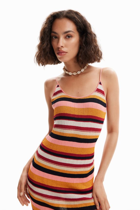 Women DesigualStriped ribbed midi dress Clothing 68X240891